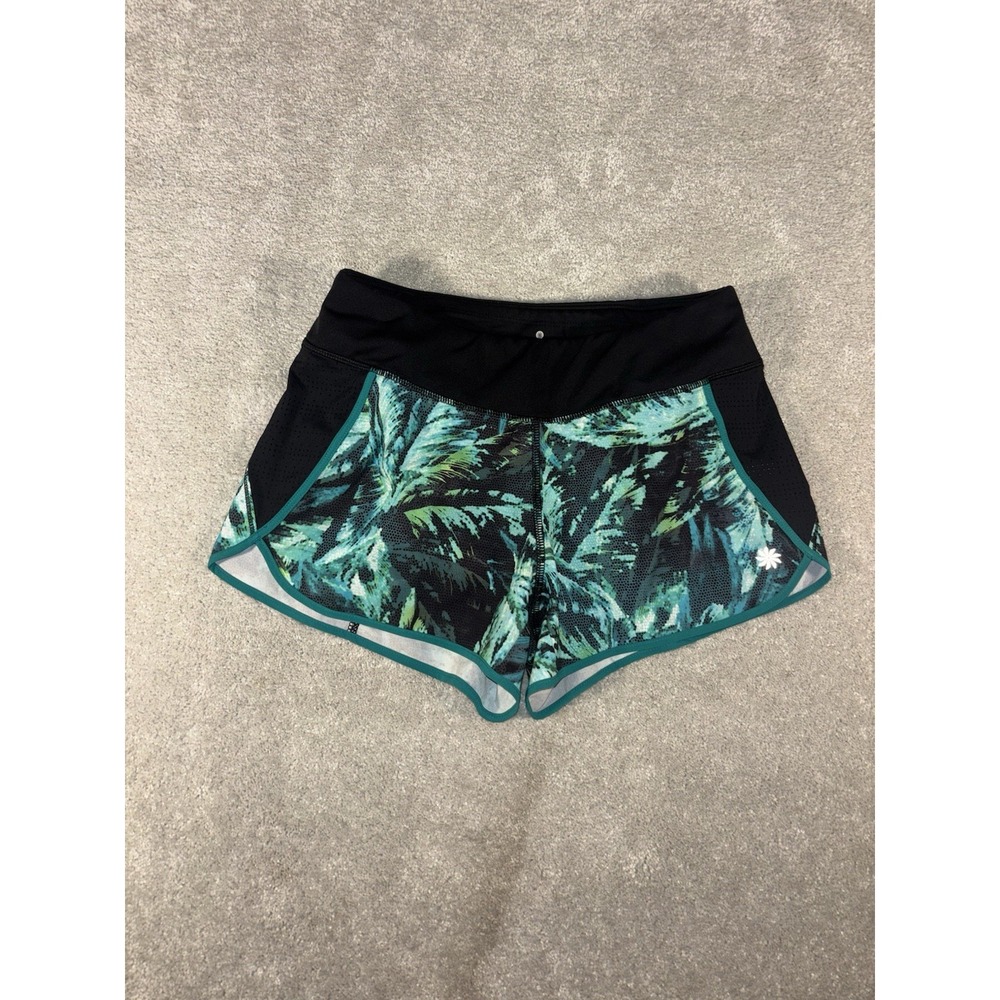 Athleta Women's Track This Run Nepali Teal Green Black 3 Inch Athletic Shorts XS
